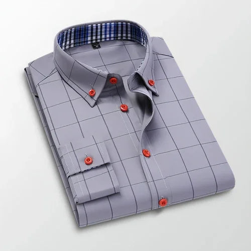 Fall Men's DressShirt Long Sleeve Casual Slim Fit - Which Mark