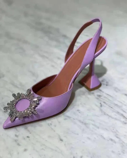 Glittering Rhinestone Satin Wine Glass Heel Shoes Baotou Slippers - Which Mark