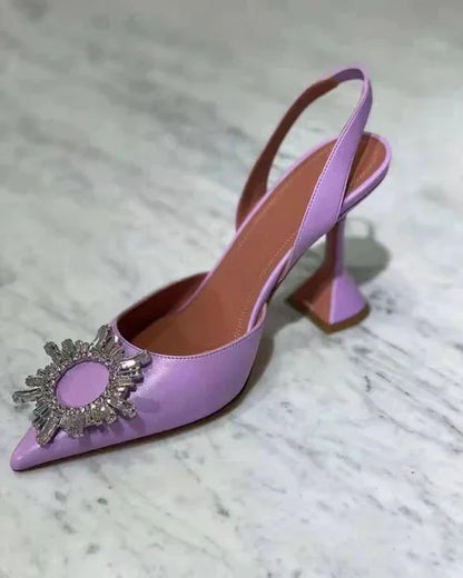 Glittering Rhinestone Satin Wine Glass Heel Shoes Baotou Slippers - Which Mark