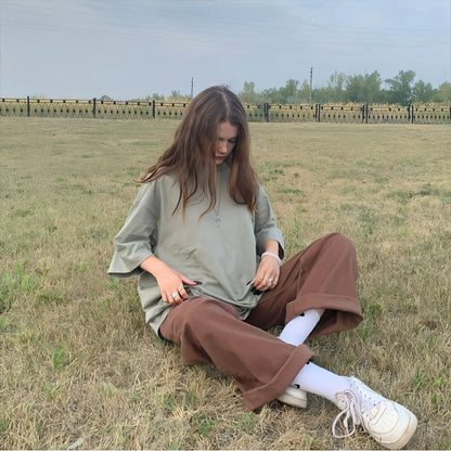 Brown Jeans Retro American Solid Color Looks Thin - Which Mark