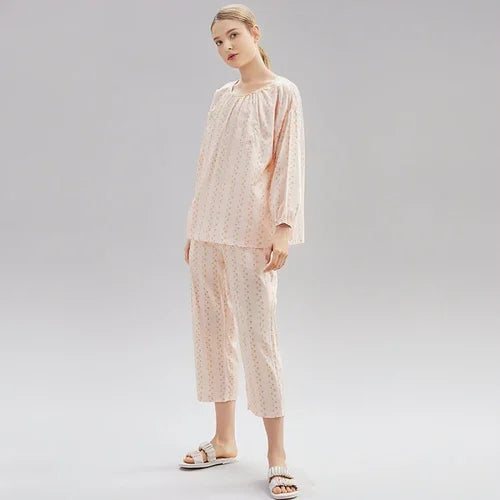 Women's Cotton Pajamas Spring Long-sleeved Homewear Thin New - Which Mark