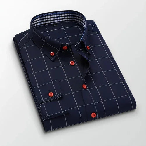 Fall Men's DressShirt Long Sleeve Casual Slim Fit - Which Mark