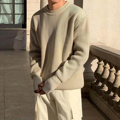 New Korean Style Trendy Loose Round Neck Knitted Coat Sweater Men - Which Mark