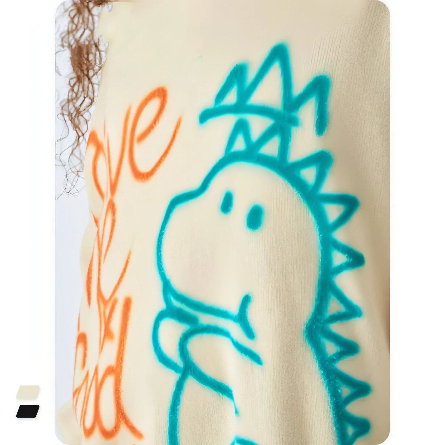 Graffiti Printed Loose Warm Sweater Women - Which Mark