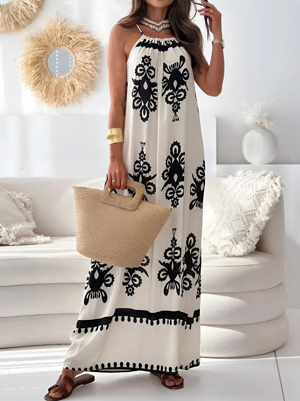 Printed Spaghetti Strap Sleeveless Maxi Dress - Which Mark