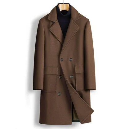 Fall Winter Men Double Breasted Mid-length Trench Coat - Which Mark