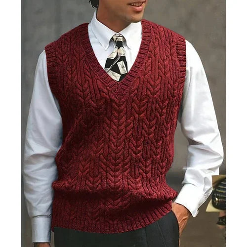 Knitted Vest V-neck Sweater Solid Color Casual - Which Mark