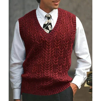 Knitted Vest V-neck Sweater Solid Color Casual - Which Mark