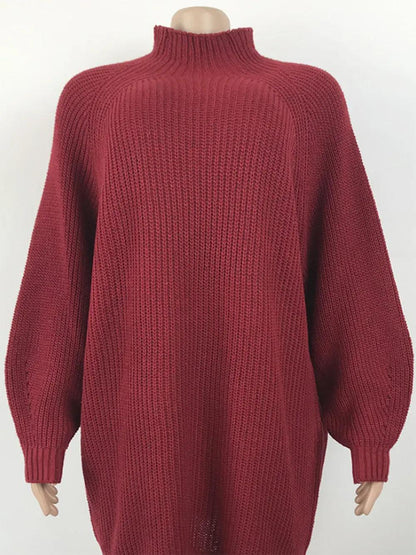 Mock Neck Dropped Shoulder Sweater Dress - Which Mark