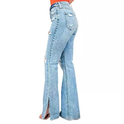 25 Edition – High Waist Ripped Split Stretch Jeans for Women - Which Mark