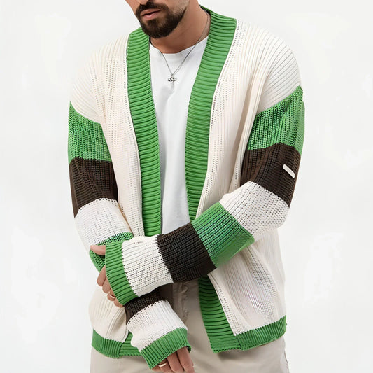 A.1 Loose Contrast Color Woolen Cardigan Jacket Sweater Men - Which Mark