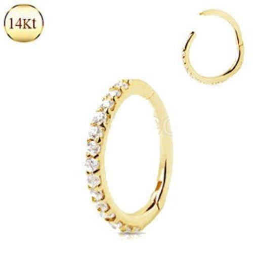 14Kt. Yellow Gold Multi Jeweled Seamless Clicker Ring - Which Mark