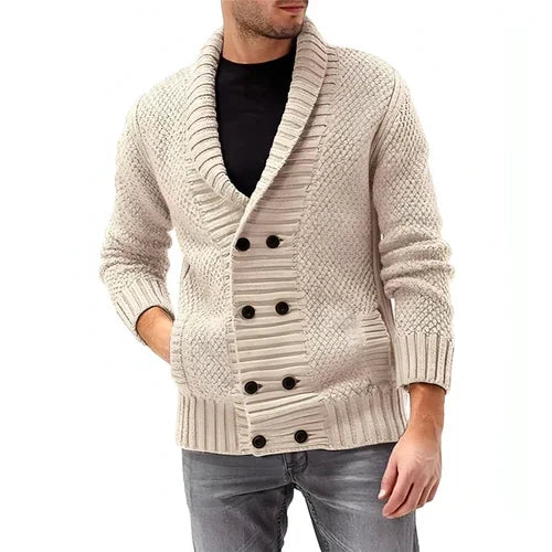 Fashion Simple Solid Color Men's Comfortable Long Sleeve Lapel Sweater - Which Mark