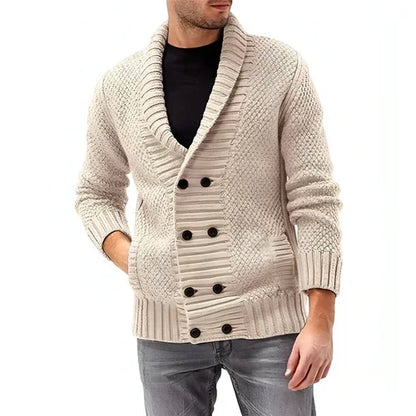 Fashion Simple Solid Color Men's Comfortable Long Sleeve Lapel Sweater - Which Mark