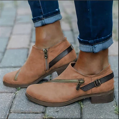 Business Boots With Side Zipper Belt Women's Shoes - Which Mark