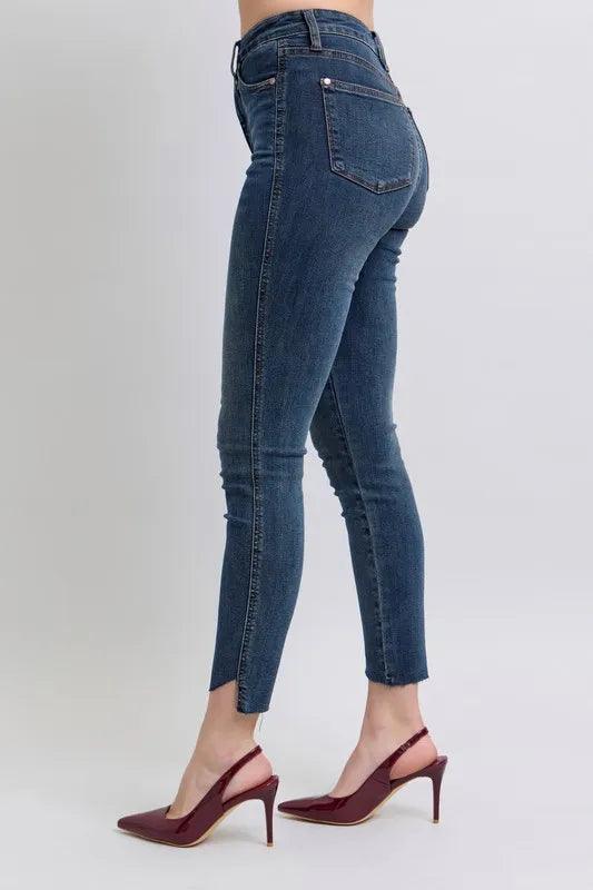 Judy Blue Full Size High Waist Tummy Control Step Hem Skinny Jeans Plus Size - Which Mark