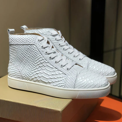 Men's High Top Casual Board Shoes Crocodile Pattern Sports Leather - Which Mark
