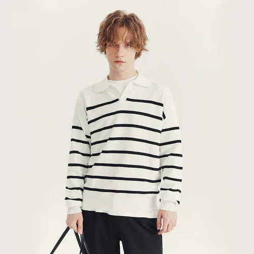 High-grade Loose Contrast Color Striped Sweater Long Sleeve Inner Wear - Which Mark