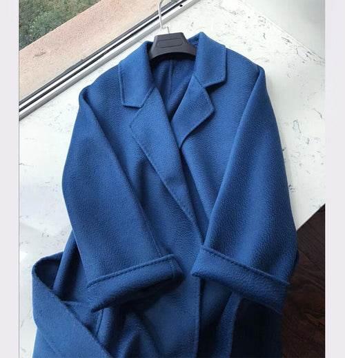 Women's Long Water Ripple Double-Sided Wool Coat – Elegant & Versatile - Which Mark