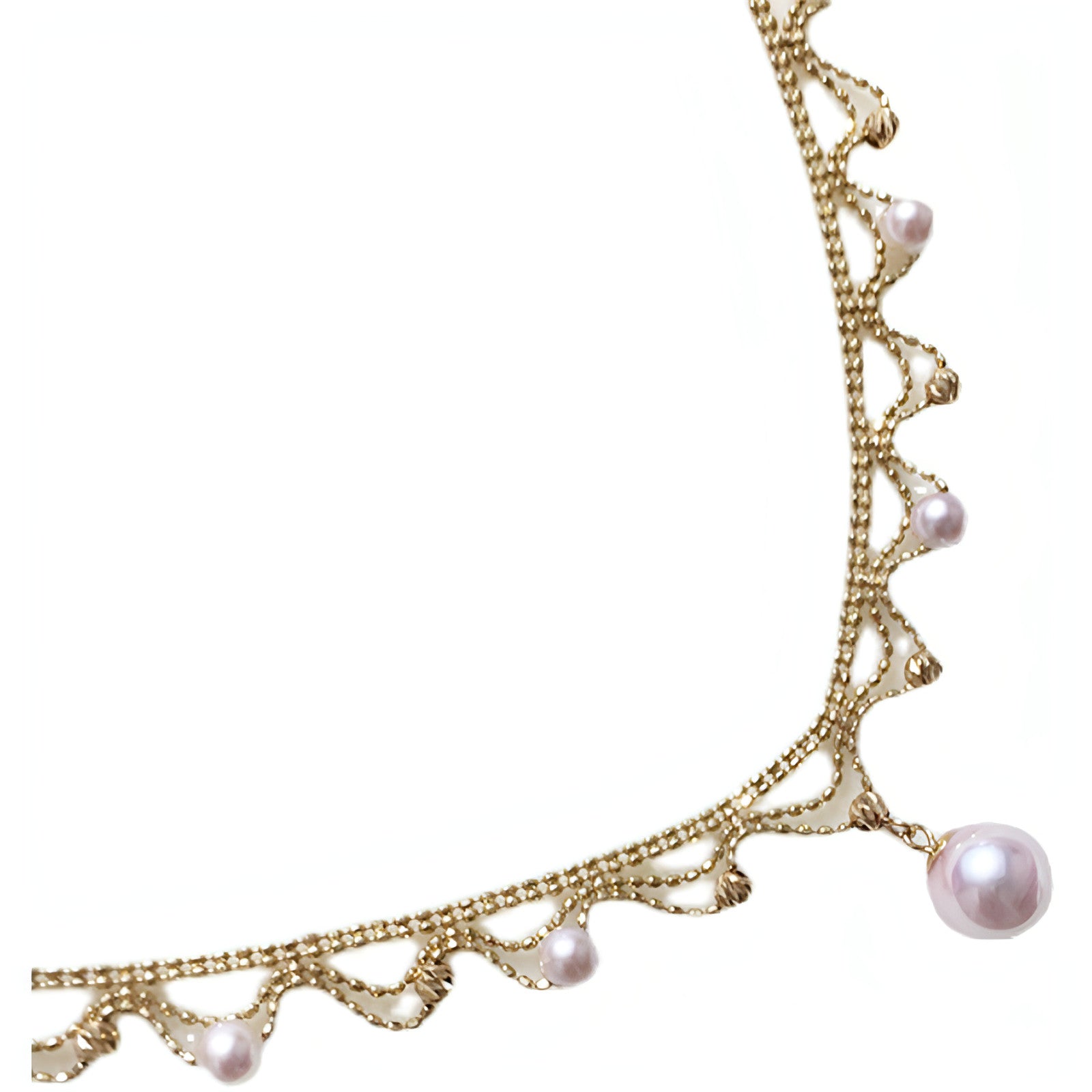 Aurora 18K Gold Lace Pearl Necklace - Sea Elegance - Which Mark