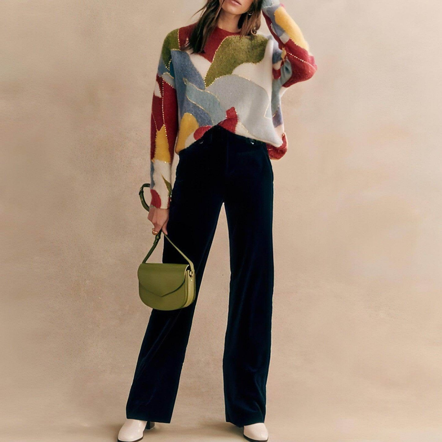 Fashion Elegant Crew Neck Pullover Sweater Women - Which Mark