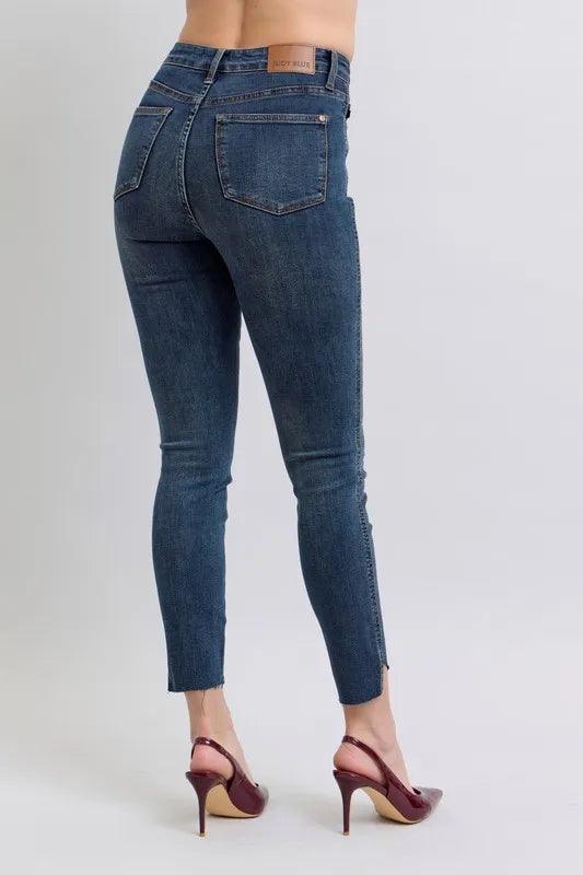 Judy Blue Full Size High Waist Tummy Control Step Hem Skinny Jeans Plus Size - Which Mark