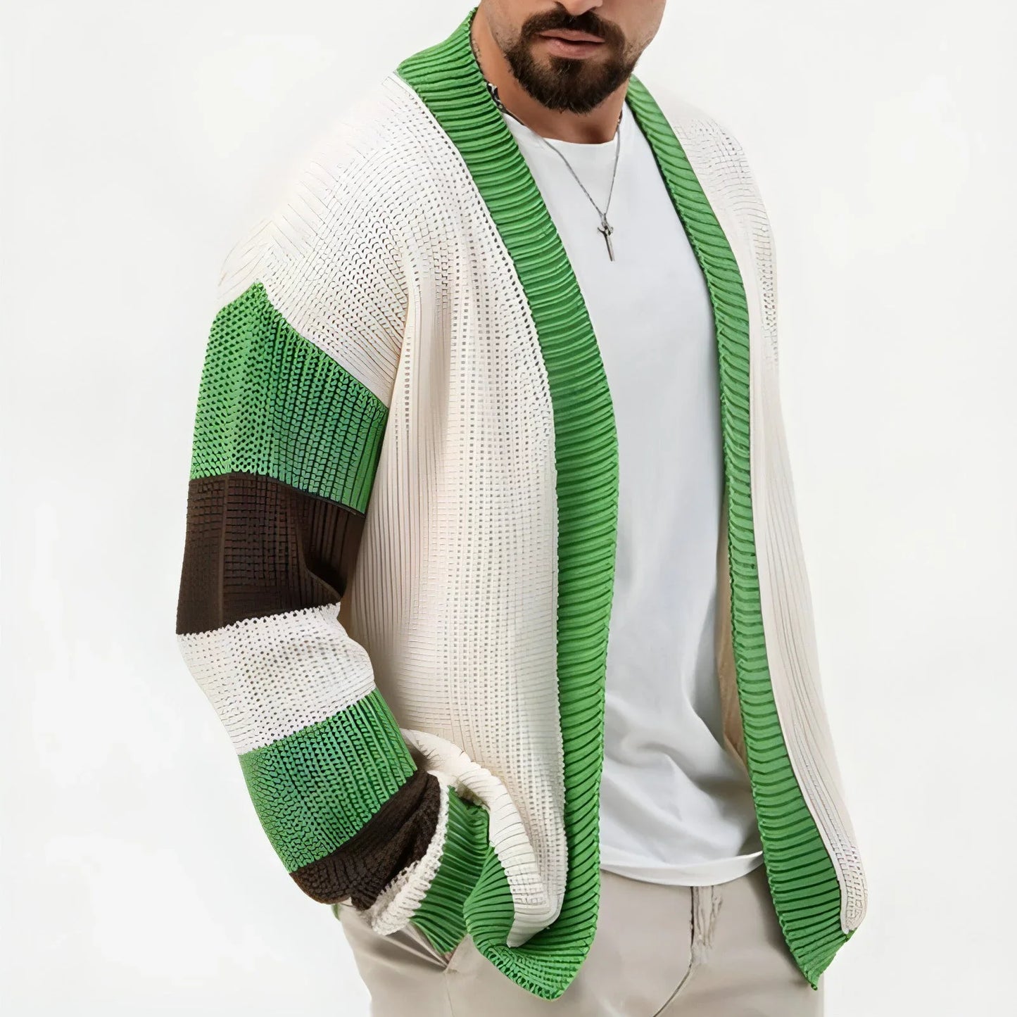 A.1 Loose Contrast Color Woolen Cardigan Jacket Sweater Men - Which Mark