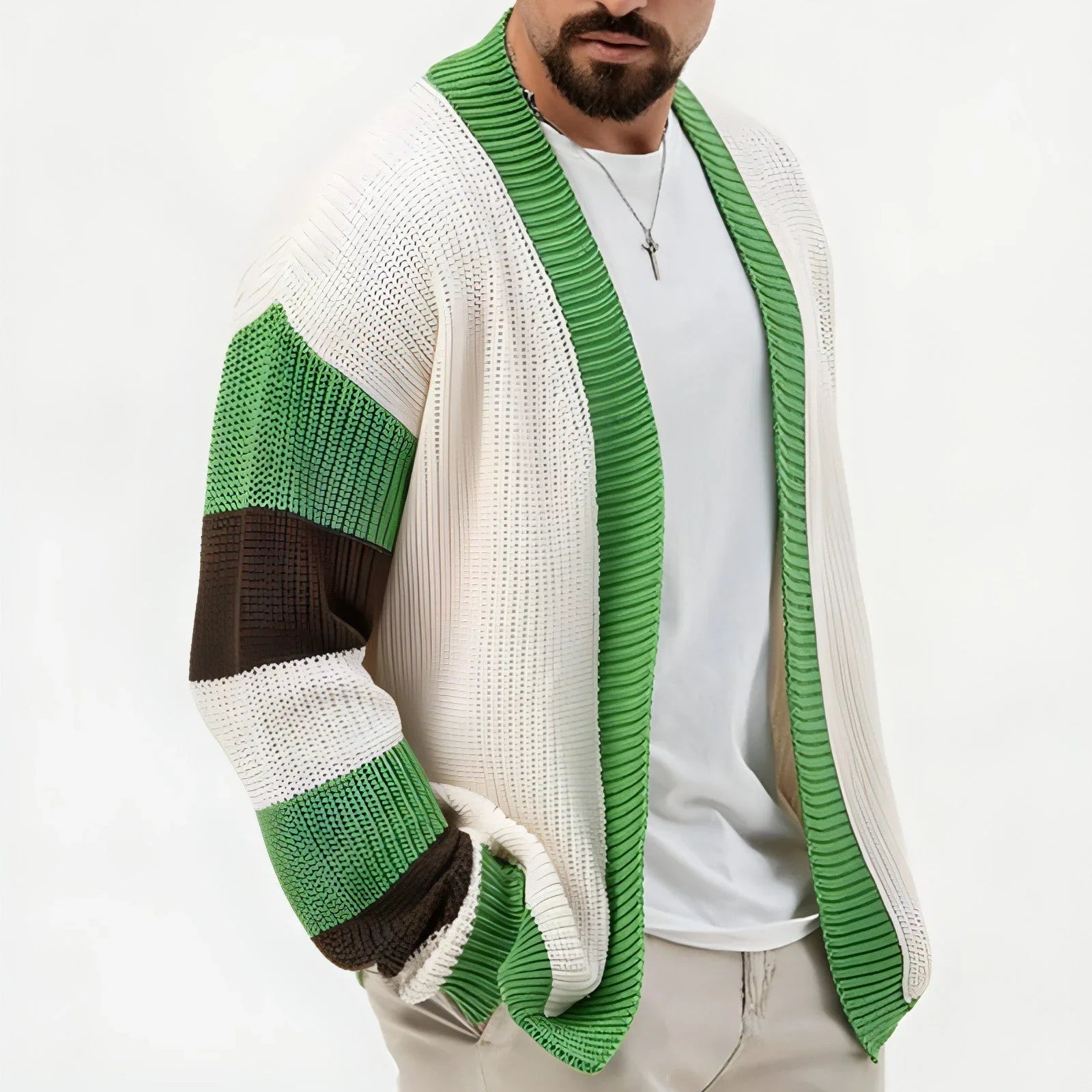 A.1 Loose Contrast Color Woolen Cardigan Jacket Sweater Men - Which Mark