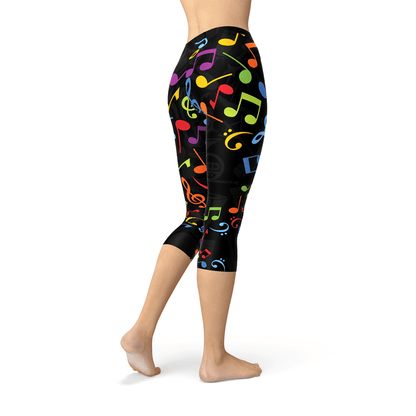 Womens Colorful Music Notes Capri Leggings - Which Mark