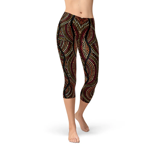 Womens Polka Dots Aboriginal Artwork Capri (V2) - Which Mark