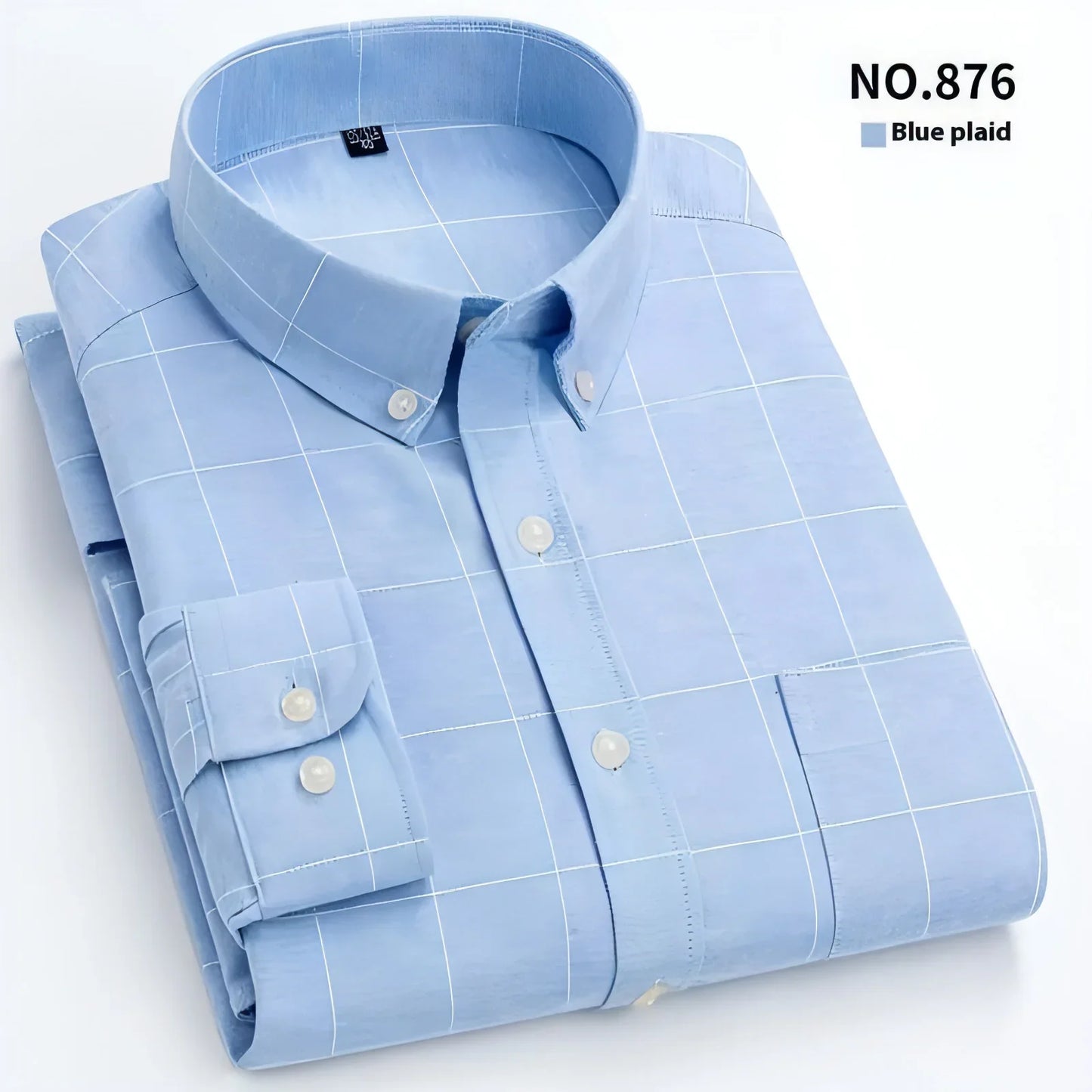 Men's Oxford Pure Color Slim Shirt For Young And Middle-aged People - Which Mark