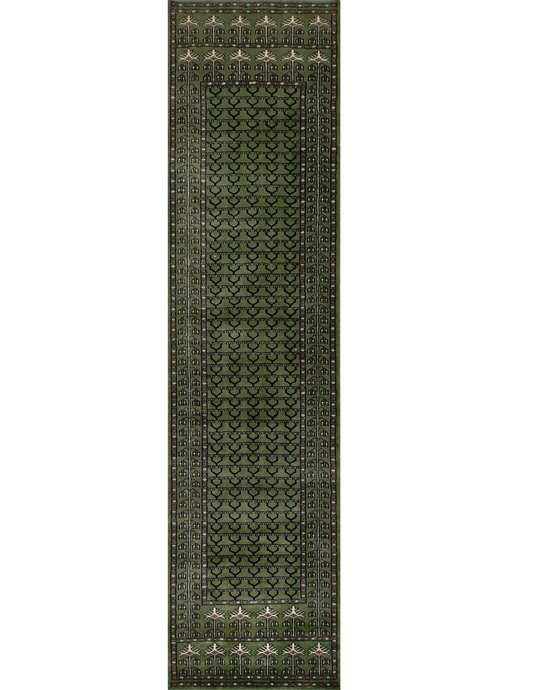 2.5×10 Feet Handmade Wool Carpet Tribal Runner Green Carpet - Which Mark