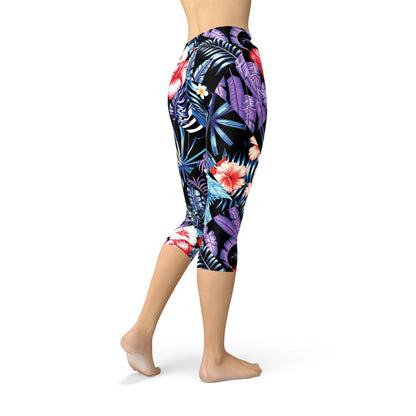 Geometric Tropical Floral Capri Leggings - Which Mark
