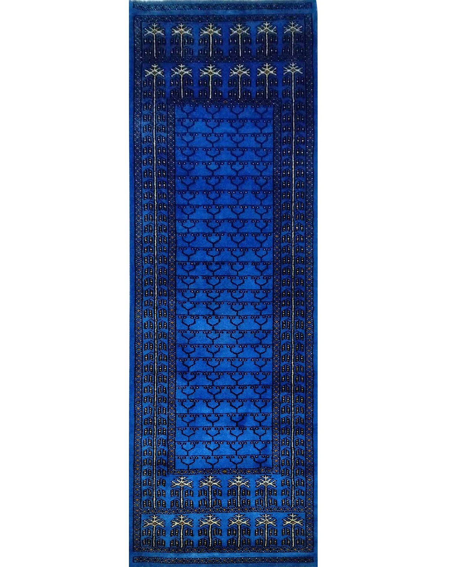 2×6 ft Blue Hand Knotted Wool Carpet Runner - Which Mark