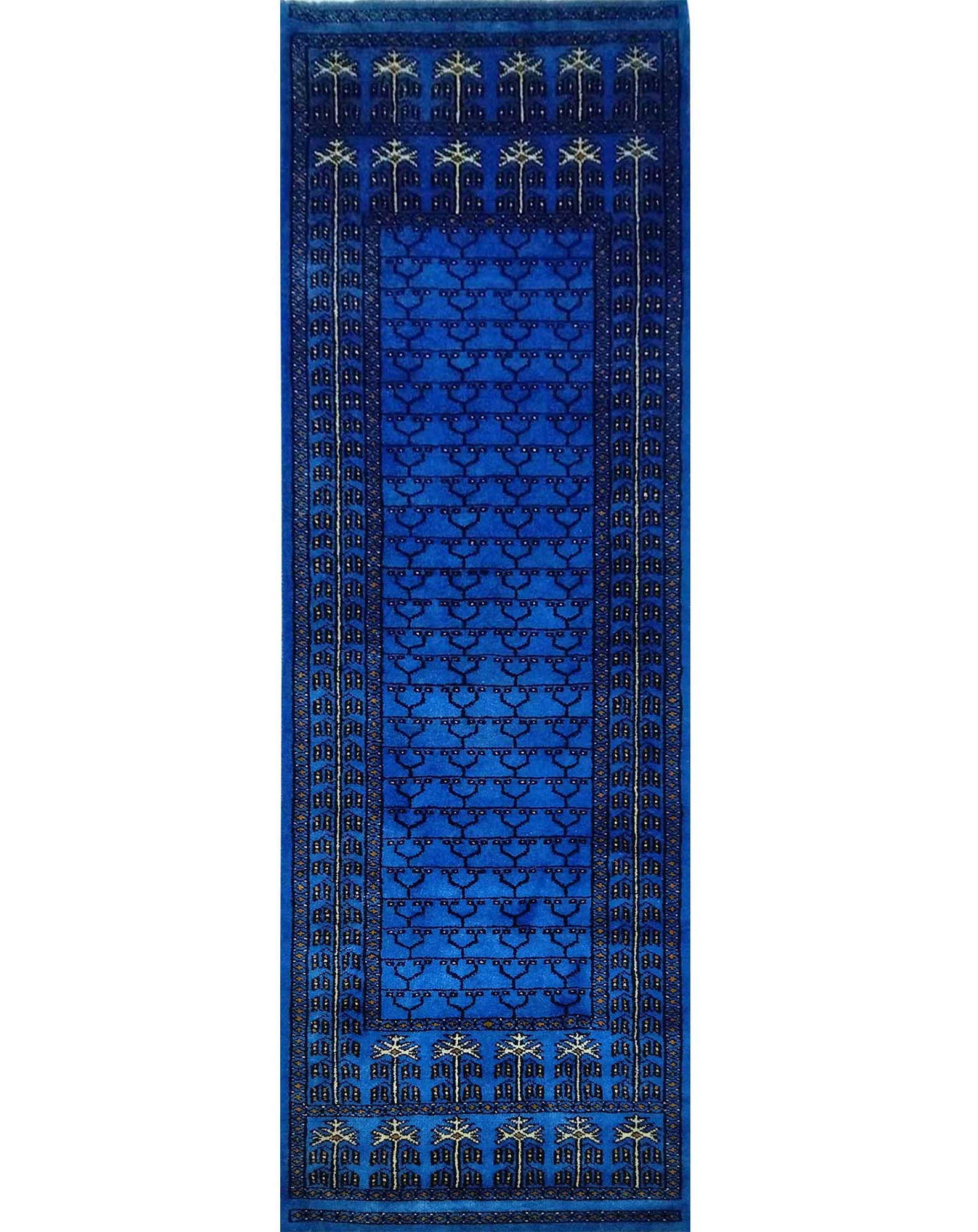 2×6 ft Blue Hand Knotted Wool Carpet Runner - Which Mark