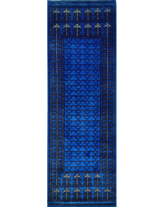 2×6 ft Blue Hand Knotted Wool Carpet Runner - Which Mark