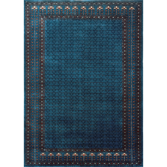 5×7 Feet Handmade Wool Carpet Blue Hand Knotted Parda - Which Mark