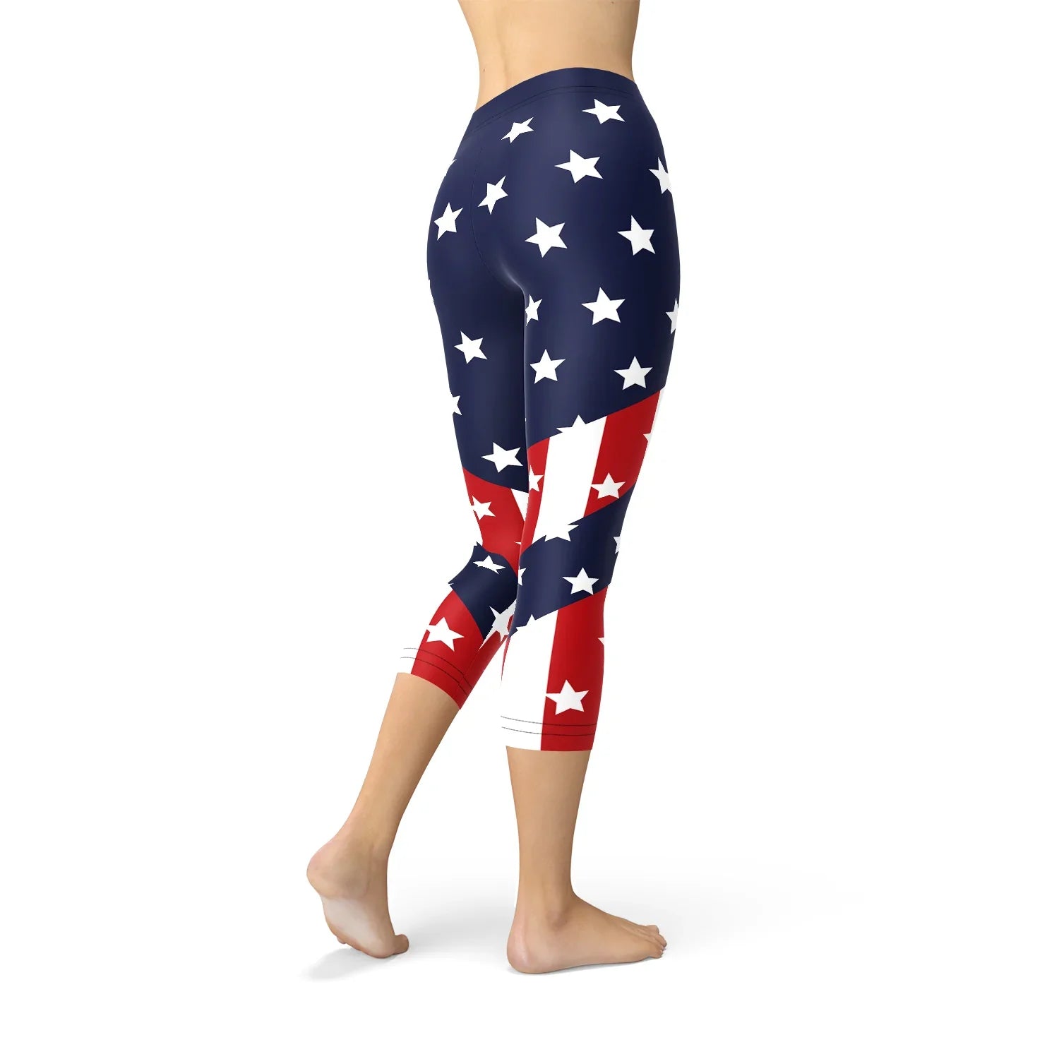Womens American Flag Capri Leggings - Which Mark