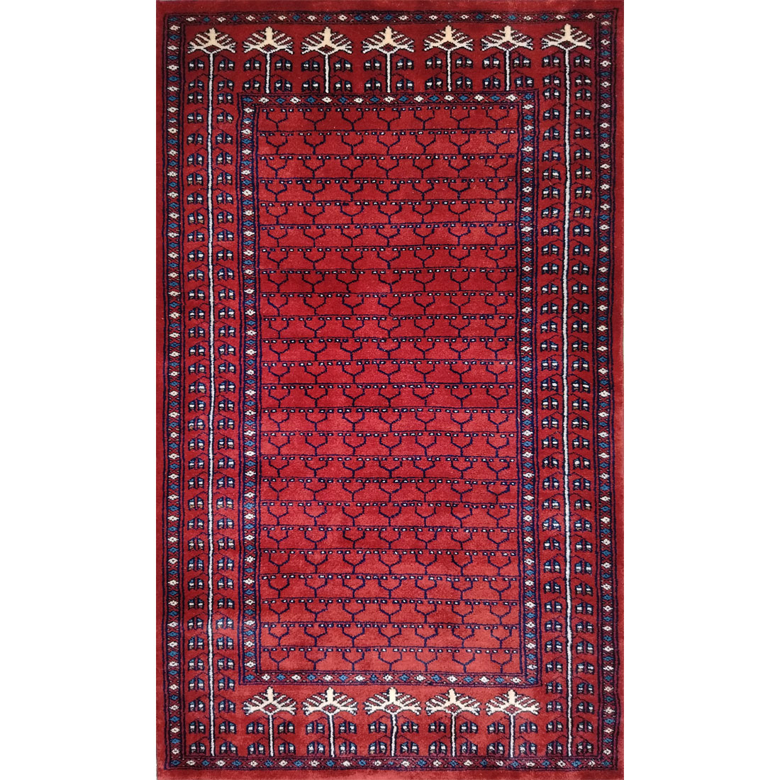 3×5 Feet Handmade Parda Wool Carpet Red - Which Mark