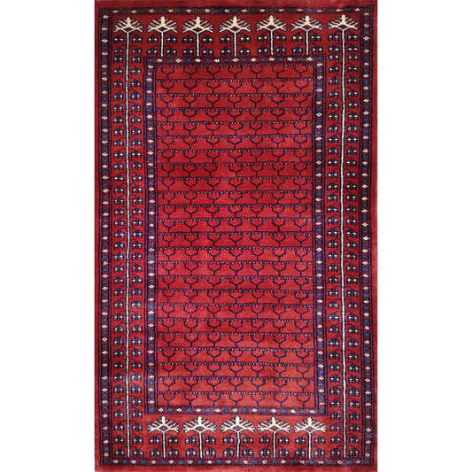 3×5 Feet Handmade Parda Wool Carpet Red - Which Mark