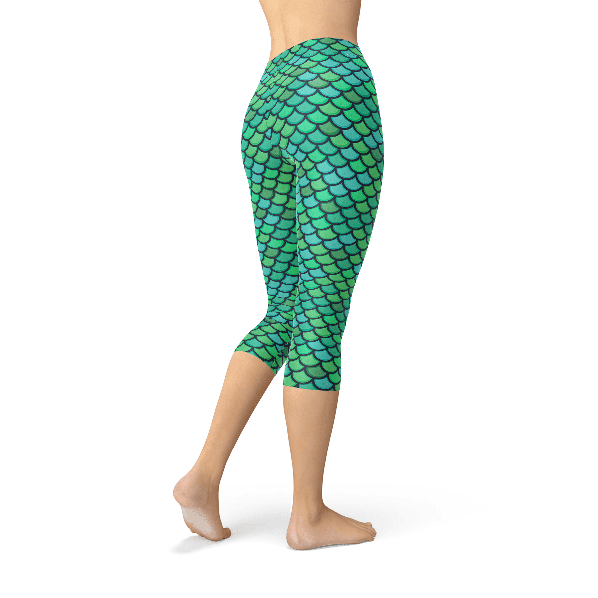Womens Green Mermaid Capri Leggings - Which Mark