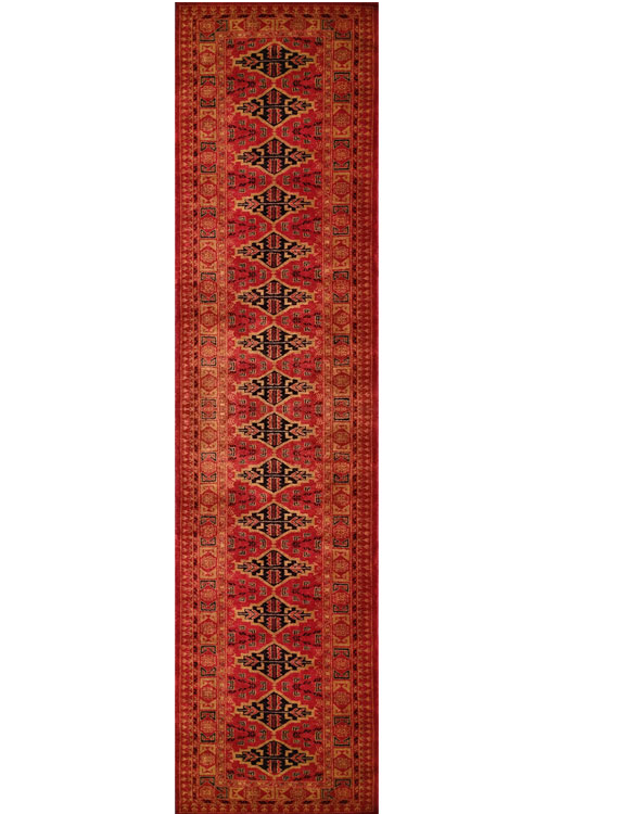 2.5×10 Feet Hand Knotted Red Wool Carpet Bukhara - Which Mark