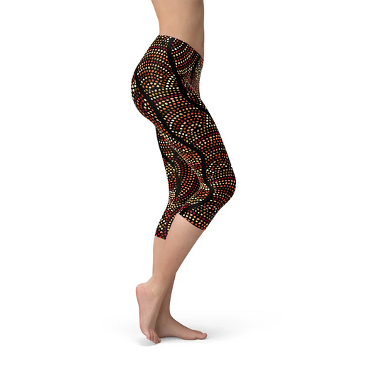 Womens Polka Dots Aboriginal Artwork Capri (V2) - Which Mark