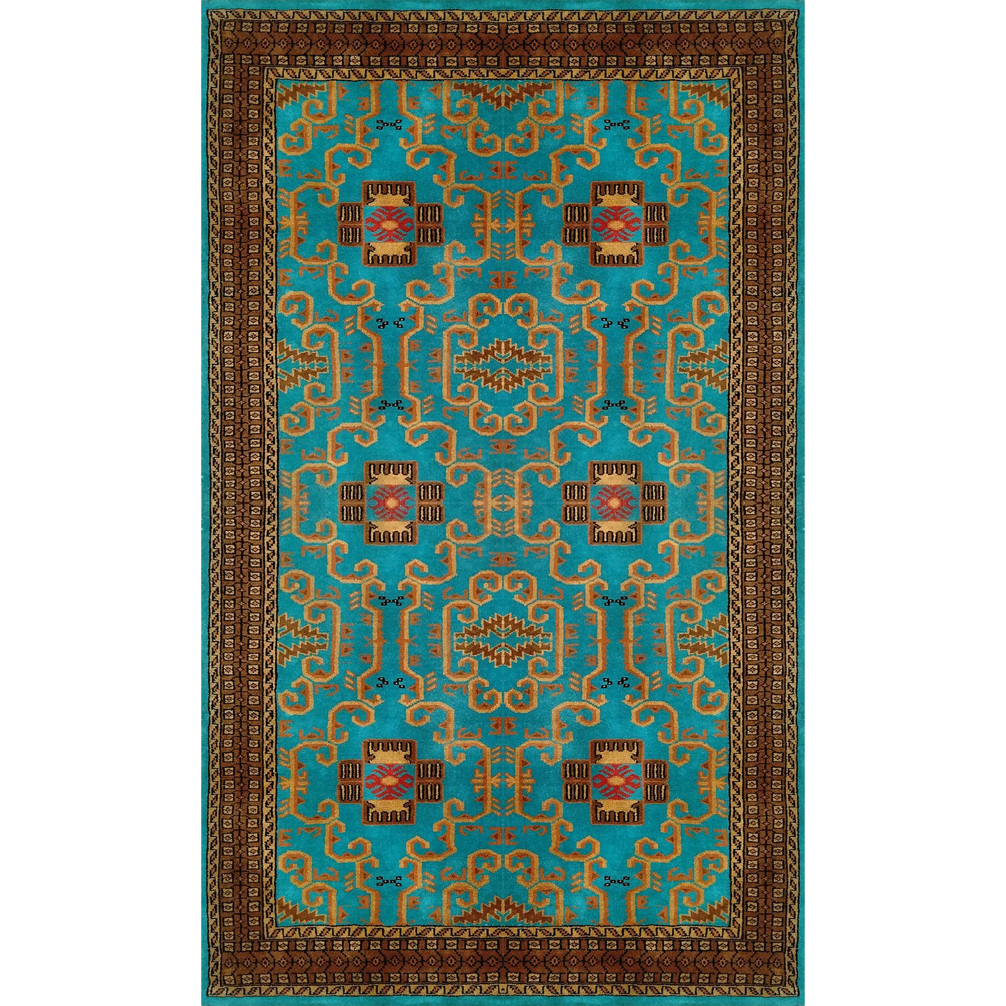 4×7 Feet Handmade Turquoise Wool Carpet Palace - Which Mark