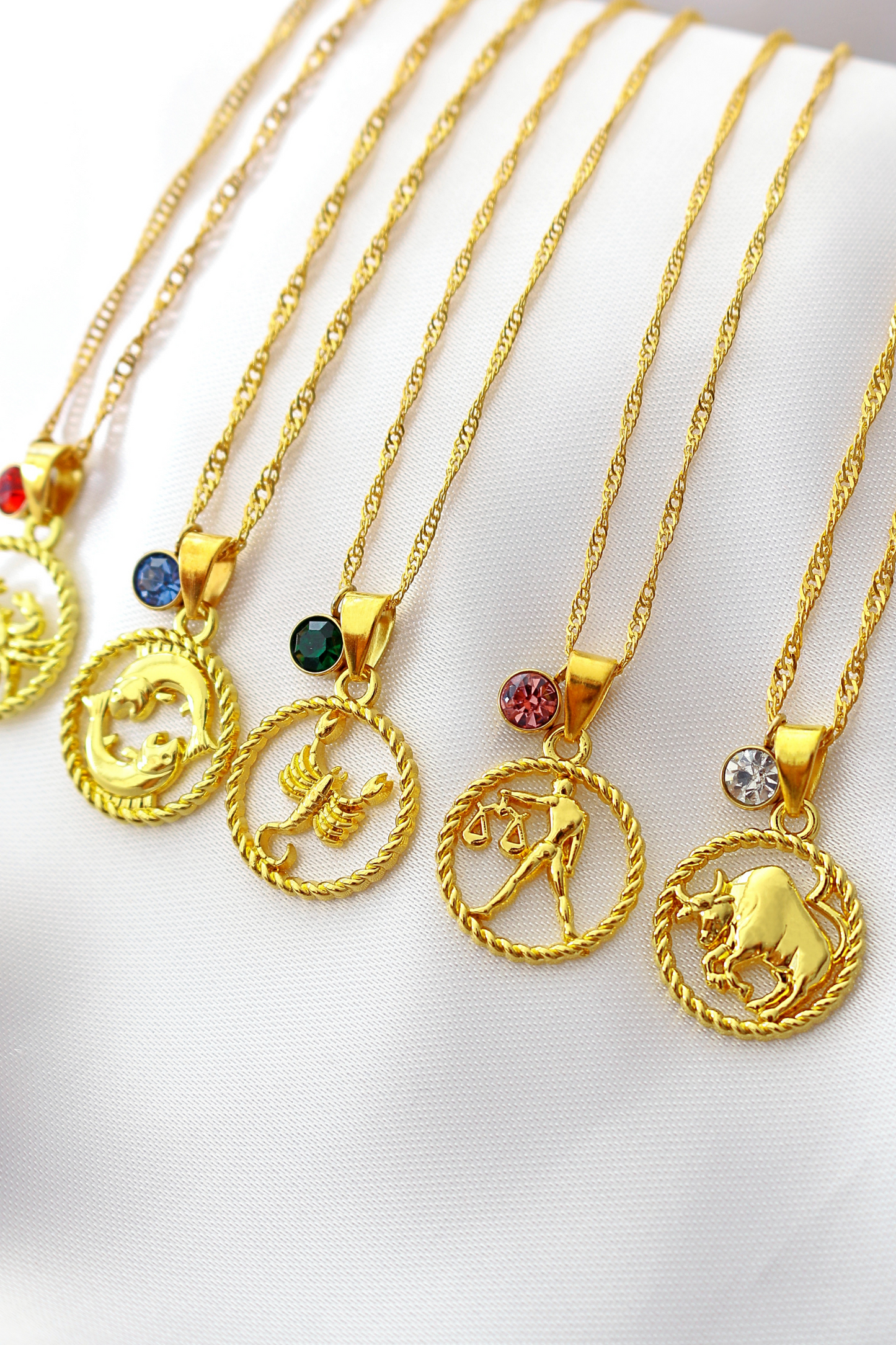 18K Zodiac Sign and Birthstone Necklace - Which Mark