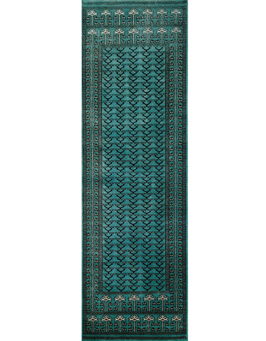 2.5×8 Ft Handmade Turquoise Wool Carpet Tribal - Which Mark