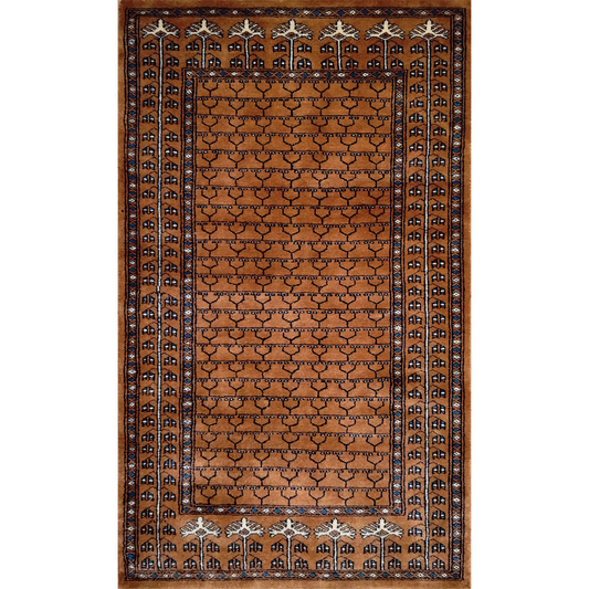 3×5 Feet Handmade Parda Wool Carpet Copper - Which Mark