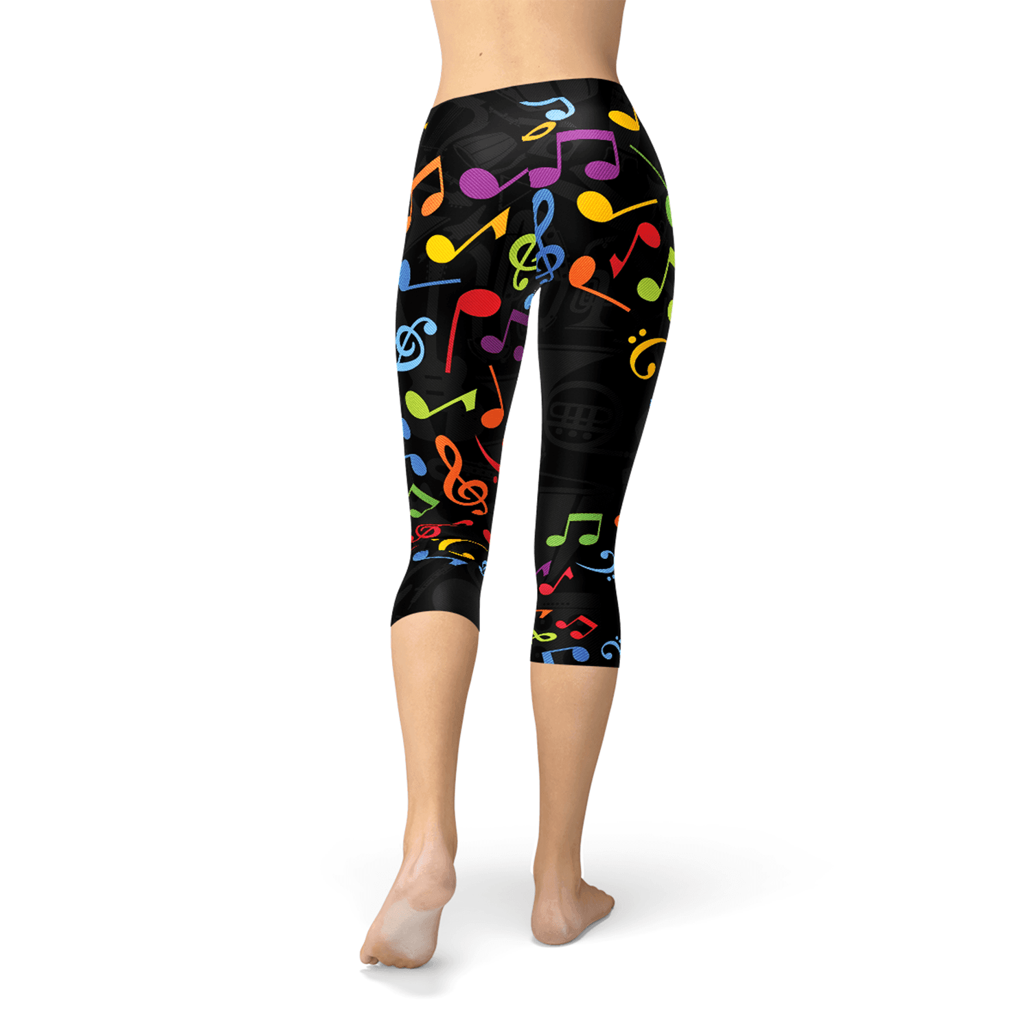 Womens Colorful Music Notes Capri Leggings - Which Mark