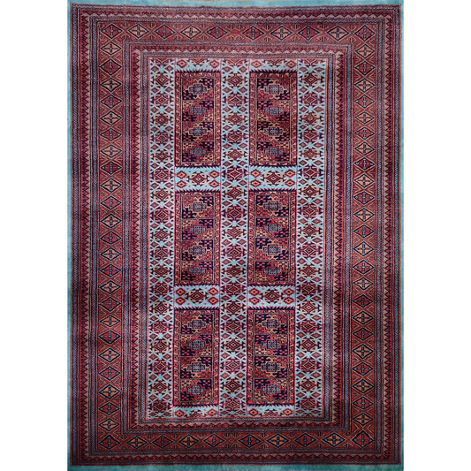 5×7 ft Hand Knotted Turquoise Wool Carpet Tribal - Which Mark