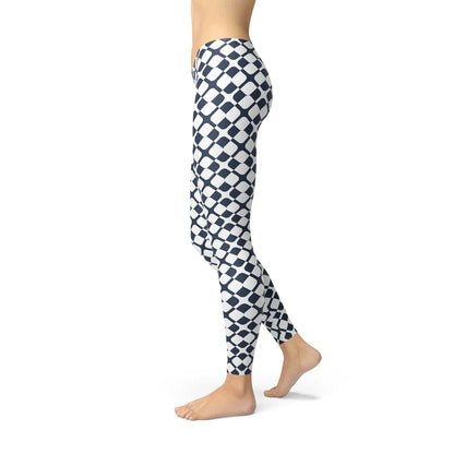 Womens Geometric Blue Tile Leggings - Which Mark
